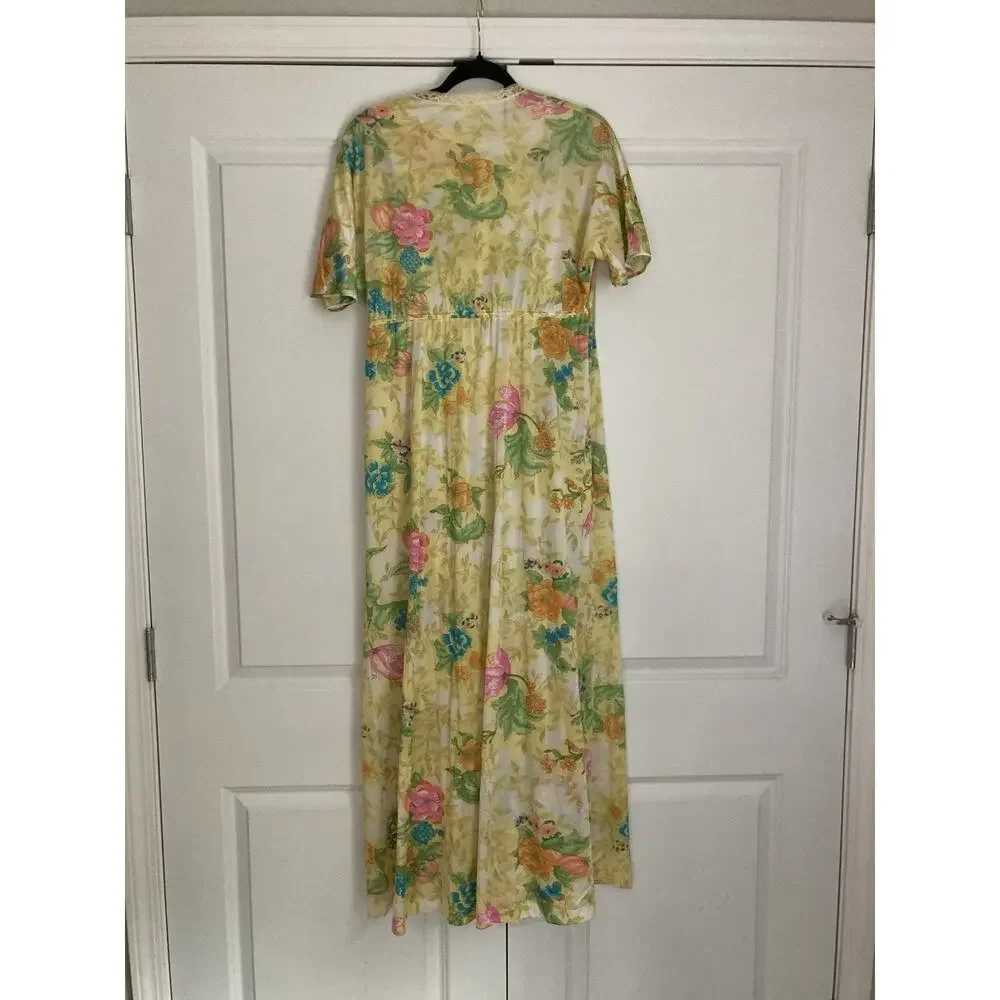 VTG Vanity Fair Floral Peignoir Robe Nightgown Negligee Set Small Made In USA - Picture 4 of 12